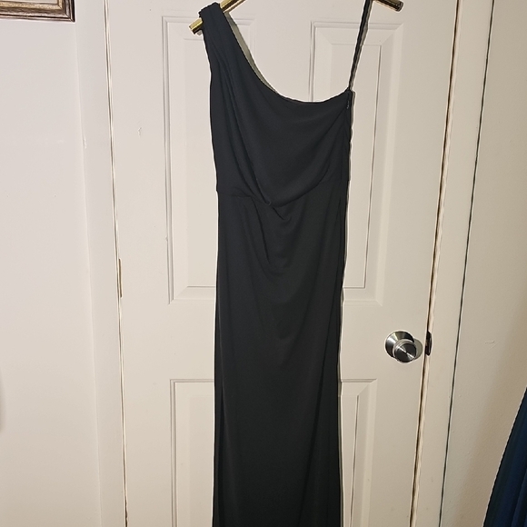BCBG MaxAzria Black Asymmetrical Cut Out Slip Dress - Picture 5 of 10
